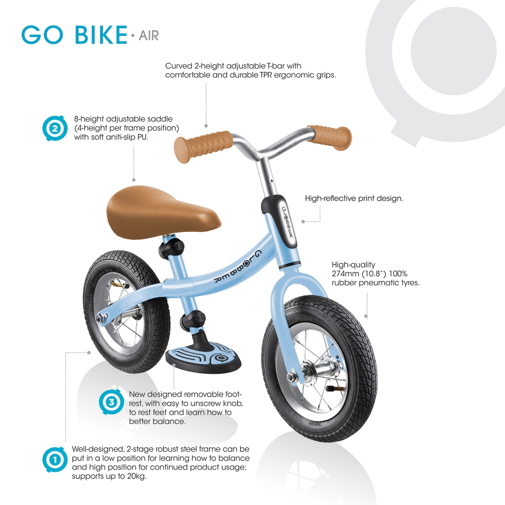 Balance bike discount with air tyres