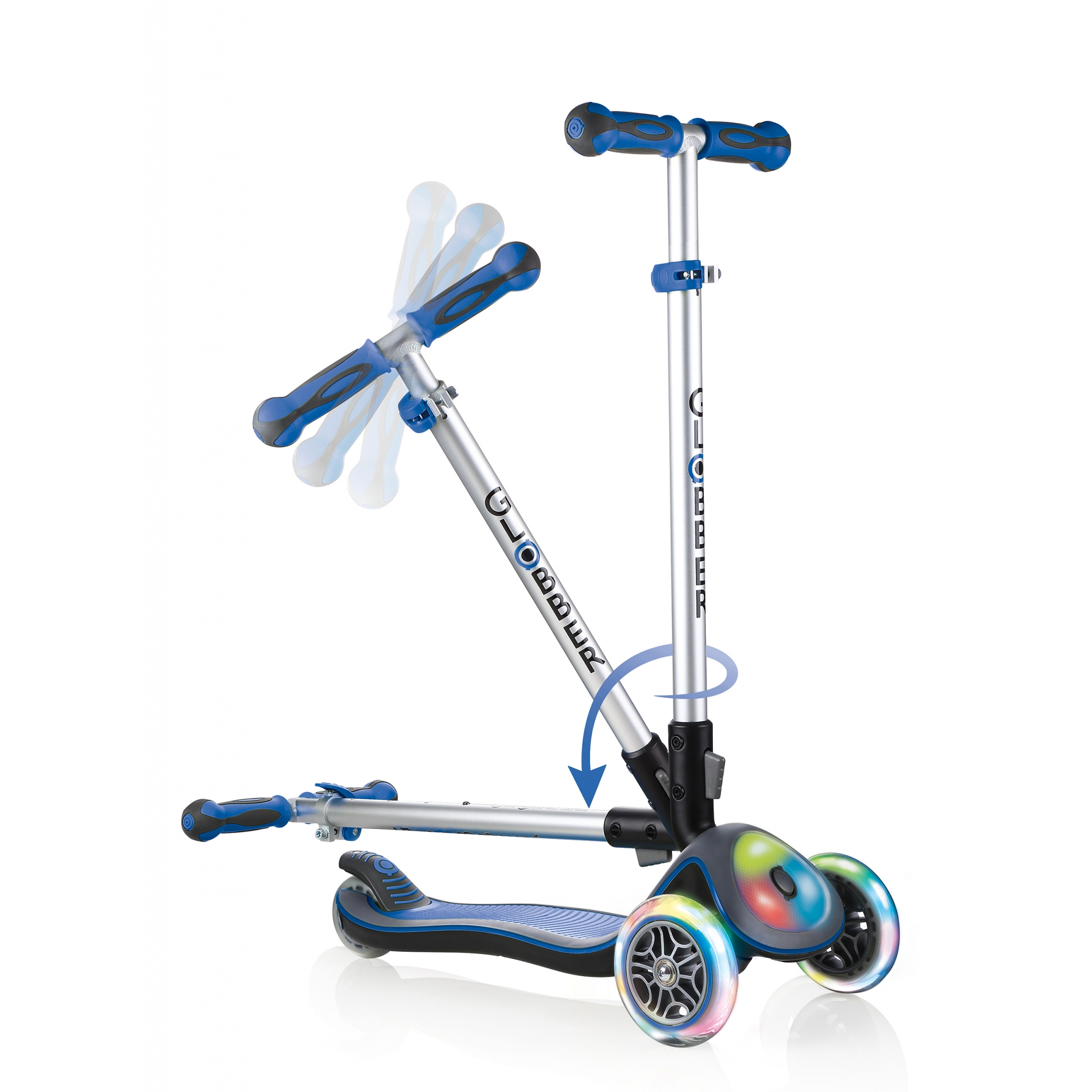  Globber - Scooter Elite Deluxe de 3 ruedas para niños de 3 a 4  años de altura ajustable, sistema plegable patentado y bloqueo de estrella  para niñas o niños, cuerpo reforzado