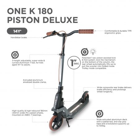 Trottinette ONE K 180 PISTON VINTAGE DELUXE - guidon réglable