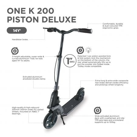 Trottinette ONE K 200 PISTON VINTAGE DELUXE - guidon réglable