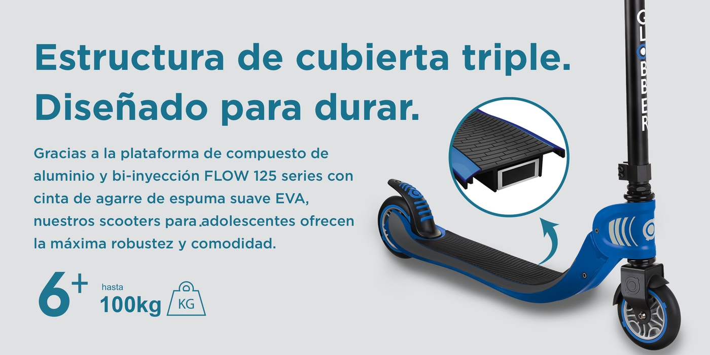  Globber Flow 125 - Patinetes plegables de 2 ruedas, la elección  perfecta para que los niños pasen a su primer scooter de 2 ruedas.  Características ajustables, diseño robusto : Deportes y